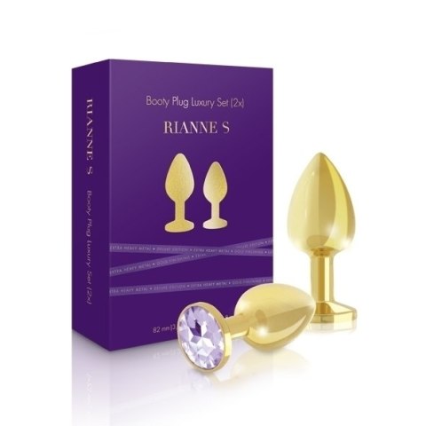 Rianne S Booty Plug Luxury Set zestaw korków analnych z kryształkiem złote