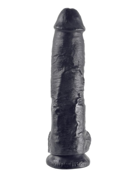 Realistyczne dildo z jądrami 25 cm King Cock 10" (czarne) - Pipedream