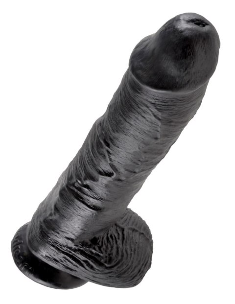 Realistyczne dildo z jądrami 25 cm King Cock 10" (czarne) - Pipedream