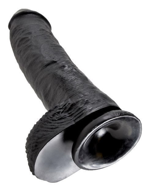 Realistyczne dildo z jądrami 25 cm King Cock 10" (czarne) - Pipedream