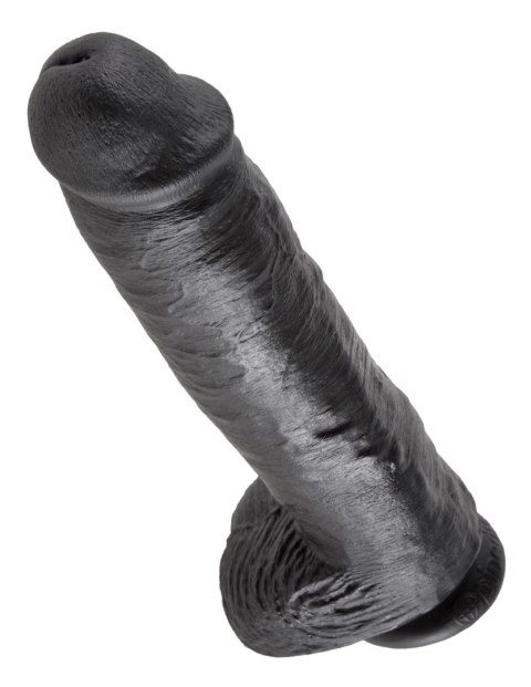 Realistyczne dildo z jądrami 28 cm King Cock 11" (czarne) - Pipedream