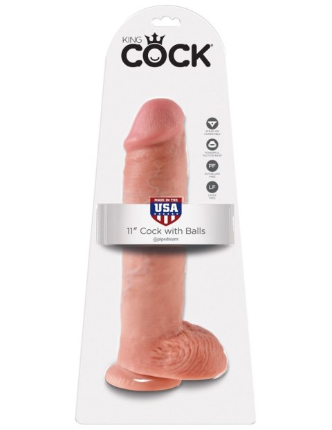 Realistyczne dildo z jądrami 28 cm King Cock 11" (cieliste) - Pipedream