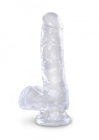 Realistyczne dildo z jądrami 15 cm King Cock 6'' (przezroczyste) - Pipedream