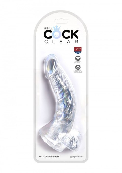 Realistyczne dildo z jądrami King Cock 7,5" (przezroczyste) - Pipedream