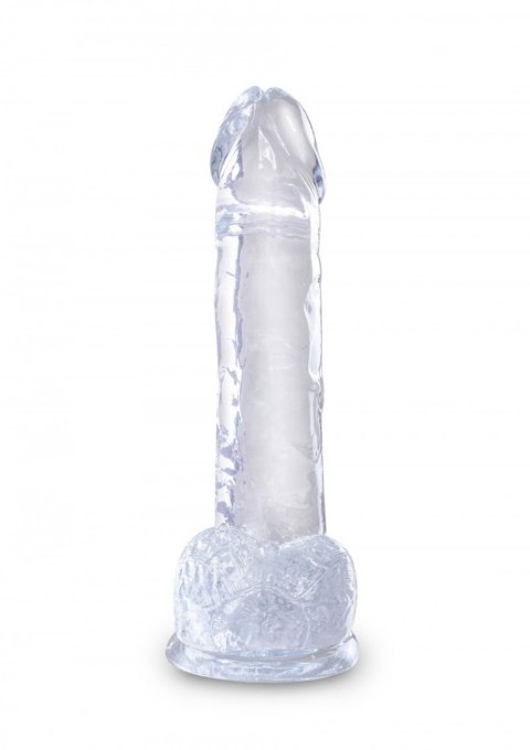 Realistyczne dildo z jądrami 18 cm King Cock 7" (przezroczyste) - Pipedream