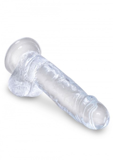 Realistyczne dildo z jądrami 18 cm King Cock 7" (przezroczyste) - Pipedream