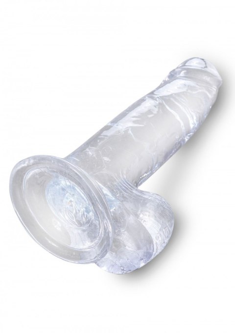 Realistyczne dildo z jądrami 18 cm King Cock 7" (przezroczyste) - Pipedream