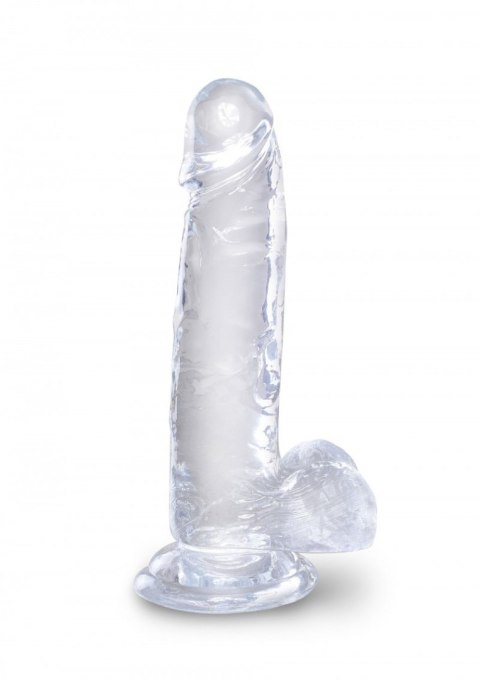 Realistyczne dildo z jądrami 18 cm King Cock 7" (przezroczyste) - Pipedream