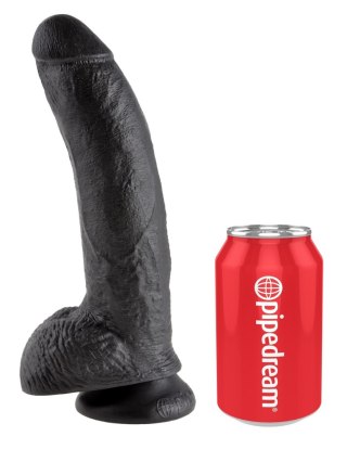 Realistyczne dildo z jądrami 23 cm King Cock 9" (czarne) - Pipedream