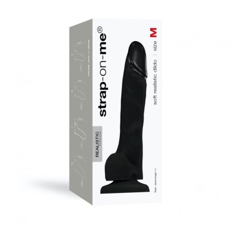 Realistyczne dildo z przyssawką Soft Realistic Dildo Black M - Strap-on-me