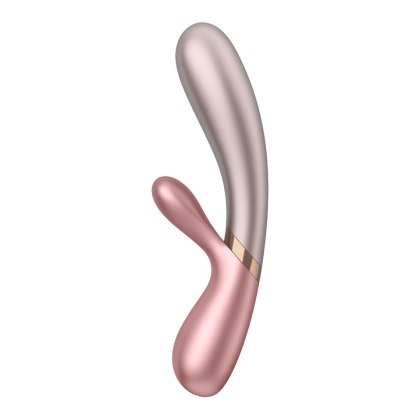 Satisfyer Hot Lover wibrator króliczek z funkcją grzania sterowany aplikacją różowo-szary