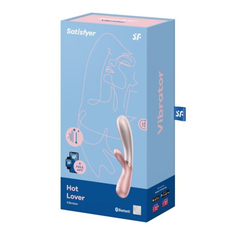 Satisfyer Hot Lover wibrator króliczek z funkcją grzania sterowany aplikacją różowo-szary