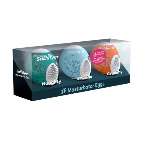 Zestaw masturbatorów Egg Set (3 szt.) - Naughty, Savage, Crunchy - Satisfyer