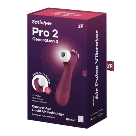 Satisfyer Pro 2 Generation 3 wibrator bezdotykowy do łechtaczki sterowany aplikacja czerwony