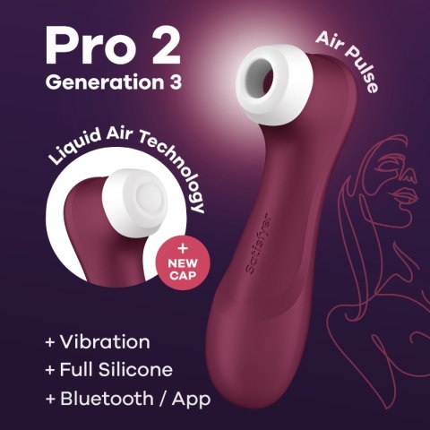 Satisfyer Pro 2 Generation 3 wibrator bezdotykowy do łechtaczki sterowany aplikacja czerwony