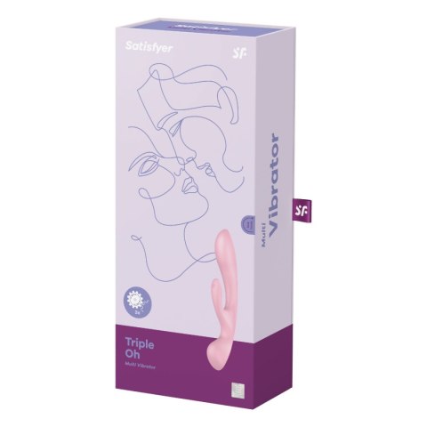 Satisfyer Triple Oh wibrator króliczek + masażer różdżka różowy