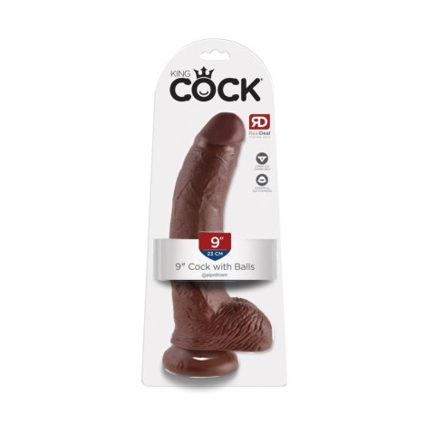 Realistyczne dildo z jądrami 23 cm King Cock 9" (brązowe) - Pipedream