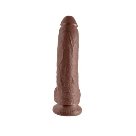 Realistyczne dildo z jądrami 23 cm King Cock 9" (brązowe) - Pipedream