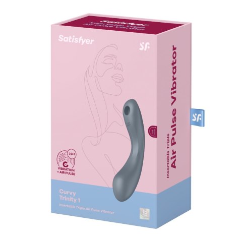 Satisfyer Curvy Trinity 1 wibrator podwójny do łechtaczki i punktu G niebieskoszary