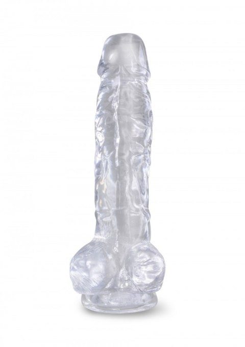 Realistyczne dildo z jądrami 20 cm King Cock 8'' (przeroczyste) - Pipedream