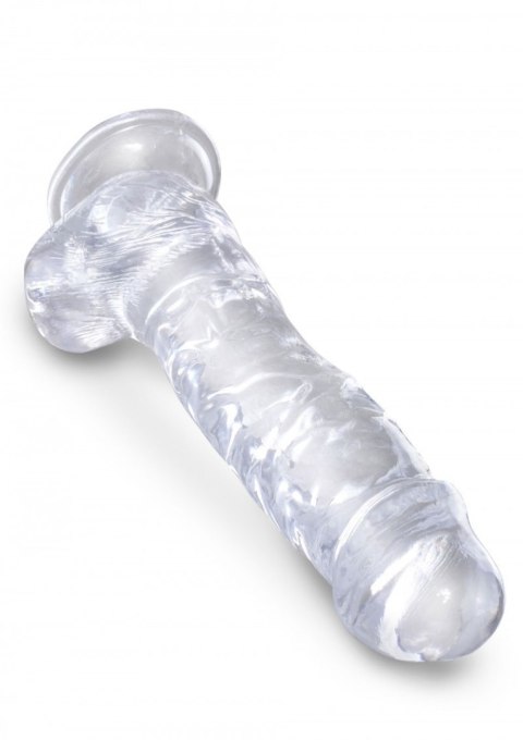 Realistyczne dildo z jądrami 20 cm King Cock 8'' (przeroczyste) - Pipedream