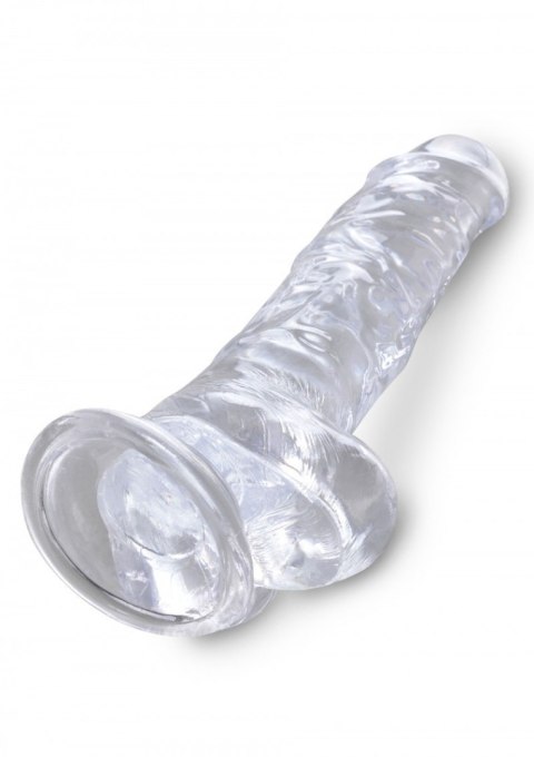 Realistyczne dildo z jądrami 20 cm King Cock 8'' (przeroczyste) - Pipedream