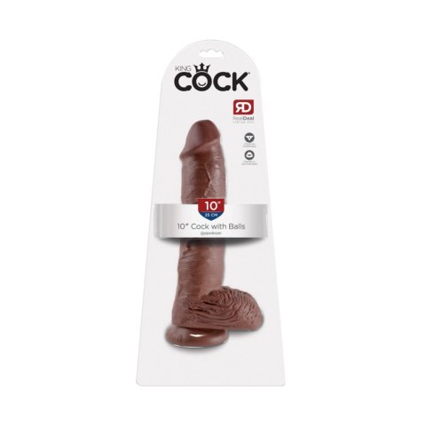 Realistyczne dildo z jądrami 25 cm King Cock 10'' (brązowe) - Pipedream