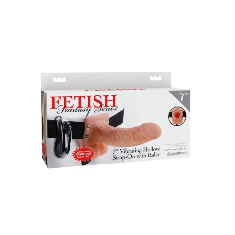 Puste dildo wibrujące na uprzęży 7" Vibrating Hollow Strap-On with Balls Light - Pipedream