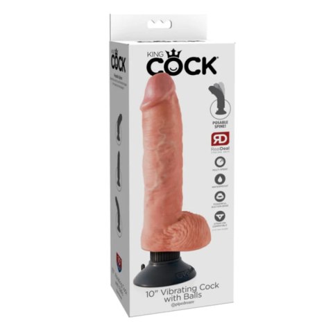 King Cock 25 cm Vibrating Cock with Balls Light realistyczny wibrator - Pipedream