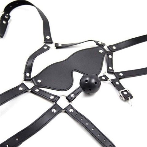 Imbracatura per viso con Maschera per occhi e morso Total Head Harness Restraint black Toyz4lovers