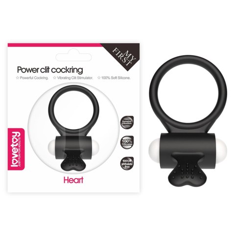 Power Clit Silicone Cockring Black Lovetoy