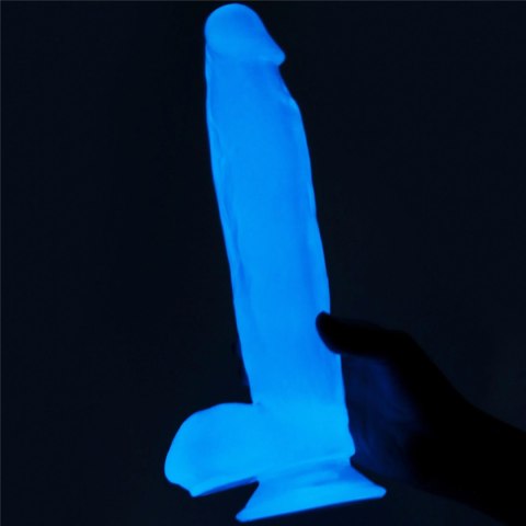 Świecące dildo 26 cm, realistyczne, TPE, przyssawka, kompatybilne z uprzężą