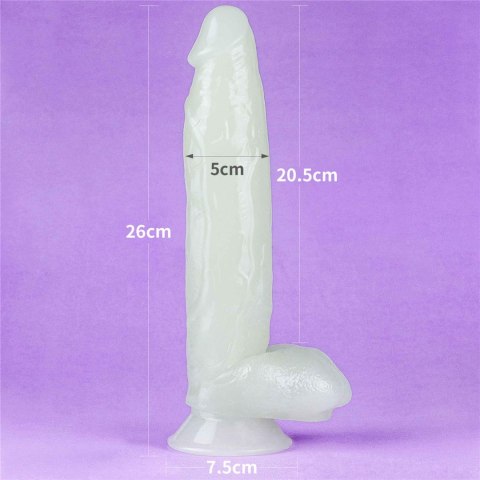 Świecące dildo 26 cm, realistyczne, TPE, przyssawka, kompatybilne z uprzężą