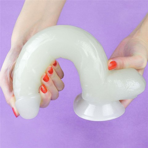 Świecące dildo 26 cm, realistyczne, TPE, przyssawka, kompatybilne z uprzężą