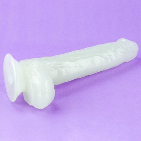 Świecące dildo 26 cm, realistyczne, TPE, przyssawka, kompatybilne z uprzężą