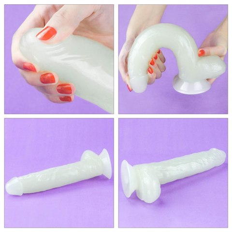 Świecące dildo 26 cm, realistyczne, TPE, przyssawka, kompatybilne z uprzężą