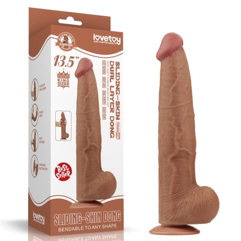 Dildo realistyczne Sliding Skin Dual Layer 34 cm brązowe - Lovetoy