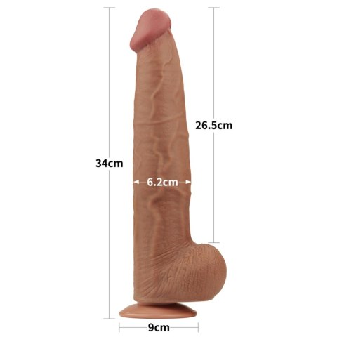 Dildo realistyczne Sliding Skin Dual Layer 34 cm brązowe - Lovetoy