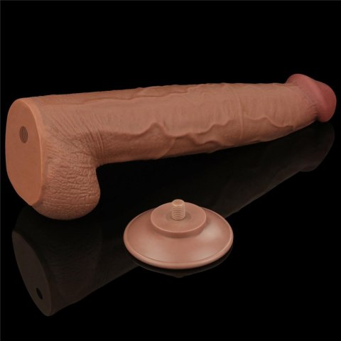 Dildo realistyczne Sliding Skin Dual Layer 34 cm brązowe - Lovetoy