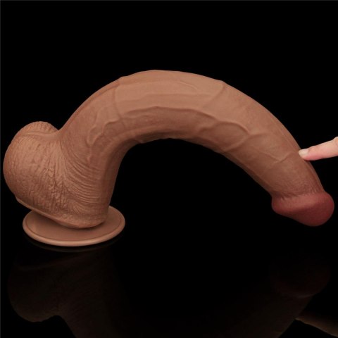 Dildo realistyczne Sliding Skin Dual Layer 34 cm brązowe - Lovetoy