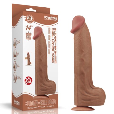 Dildo realistyczne 36 cm z przyssawką ciemne - Lovetoy