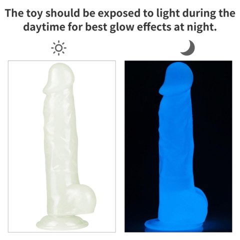 Świecące dildo z przyssawką, realistyczne, TPE, 21,5 cm