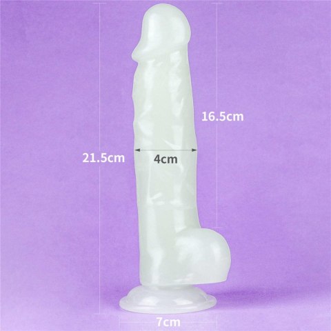 Świecące dildo z przyssawką, realistyczne, TPE, 21,5 cm