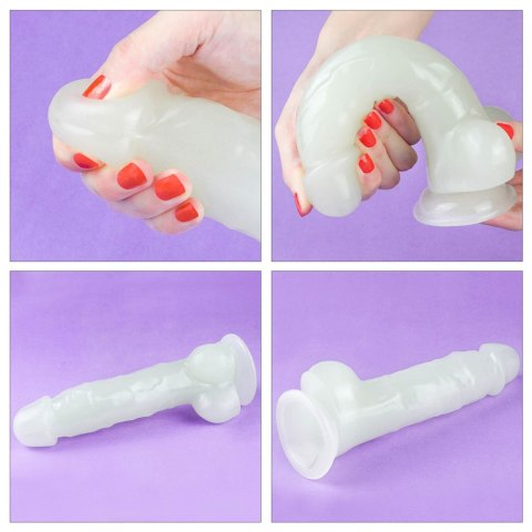 Świecące dildo z przyssawką, realistyczne, TPE, 21,5 cm