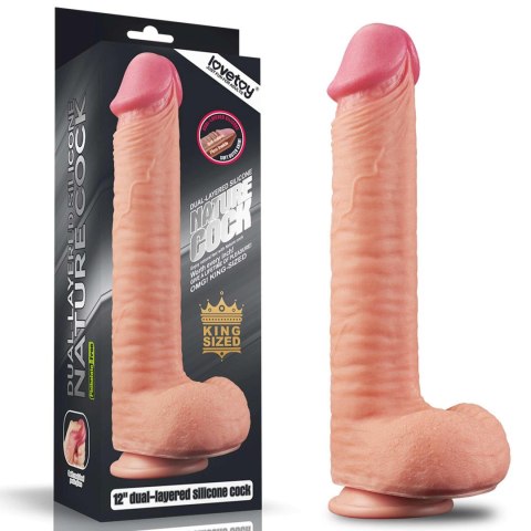 Dildo realistyczne silikonowe 30 cm – przyssawka, dwie gęstości