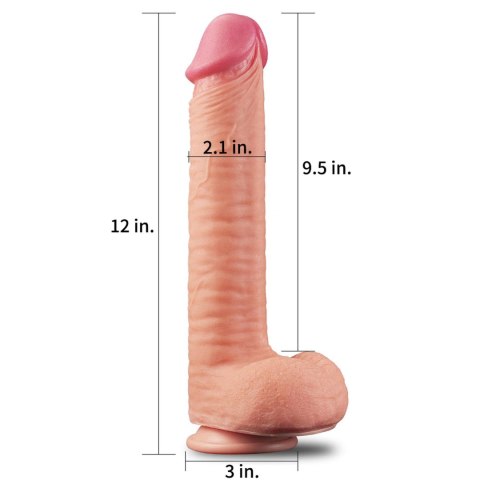 Dildo realistyczne silikonowe 30 cm – przyssawka, dwie gęstości