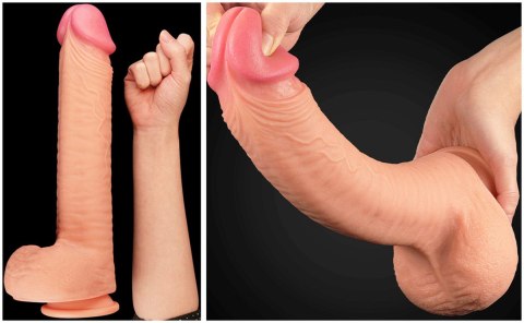 Dildo realistyczne silikonowe 30 cm – przyssawka, dwie gęstości