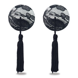 Reusable Black Lace Round Tassel Nipple Pasties Lovetoy