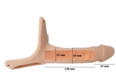 Strap-on pusty w środku, wydłużenie 4,5 cm, silikon, regulowane pasy