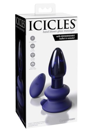 Pipedream Icicles No 85 szklany wibrujący korek analny niebieski